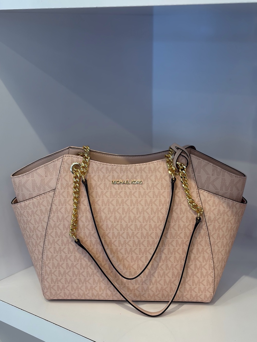 MICHAEL KORS Jet Set Large Signature Logo Shoulder Toe Bag